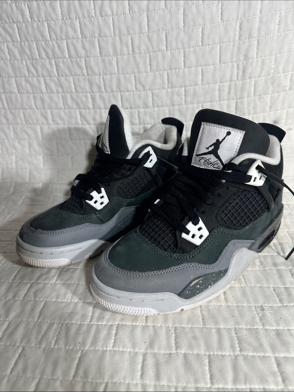 Jordan 4 Retro Fear Sneakers in Black, Gray, and White